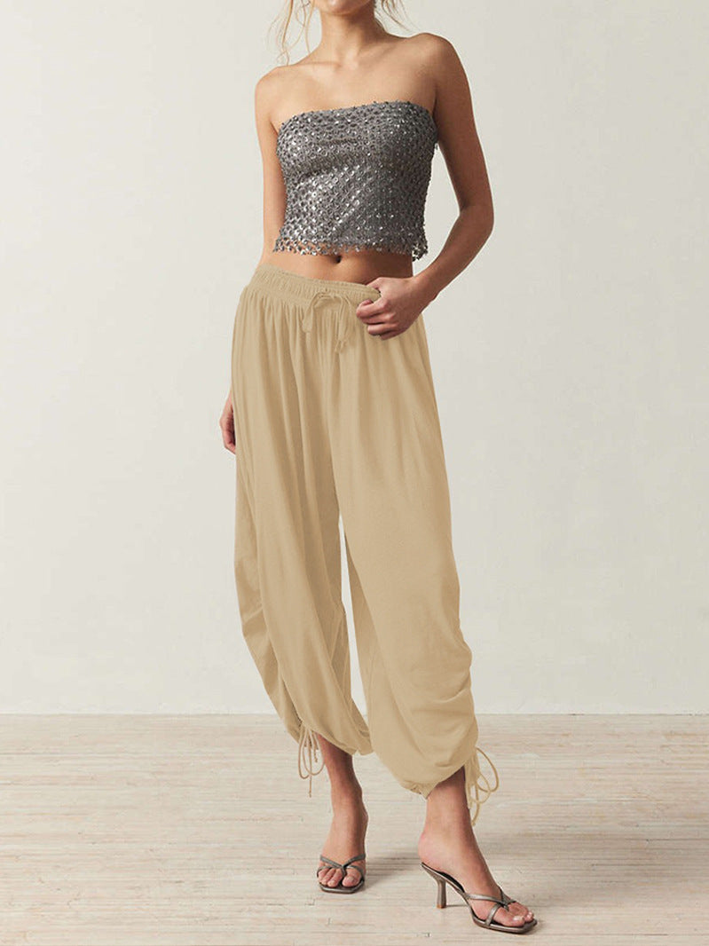 Casual harem pants for women with elastic waistband and drawstring Lune London