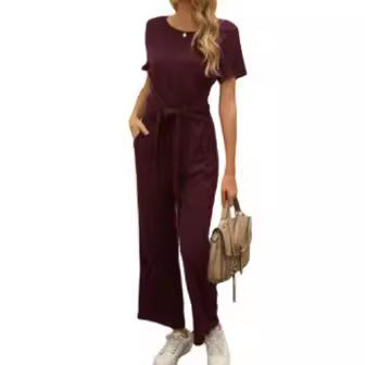 Women's jumpsuit with tie belt and wide legs Lune London