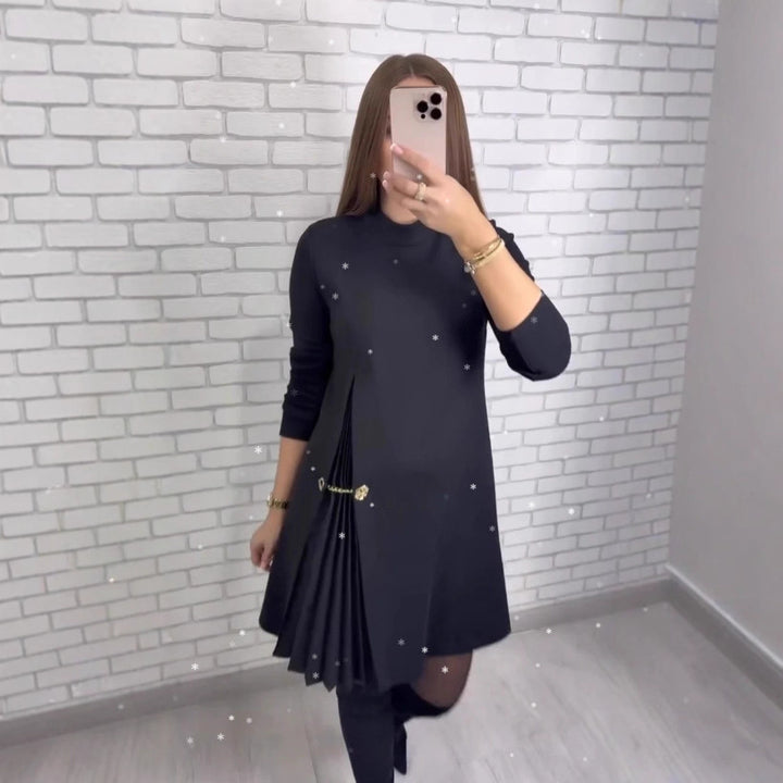 Women's elegant dress with draping and waist belt Chic & Stil