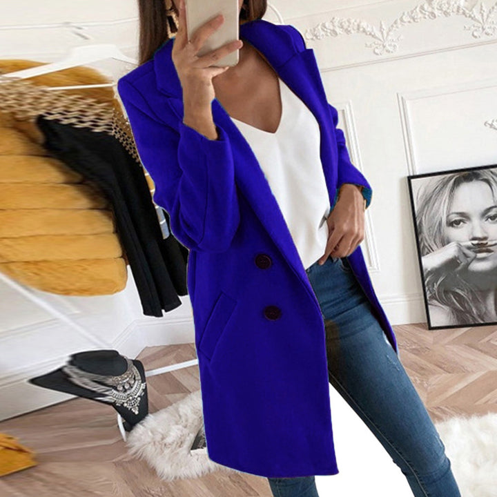 Blazer long élégant et chaud pour femmes avec patte de boutonnage double Chic & Stil