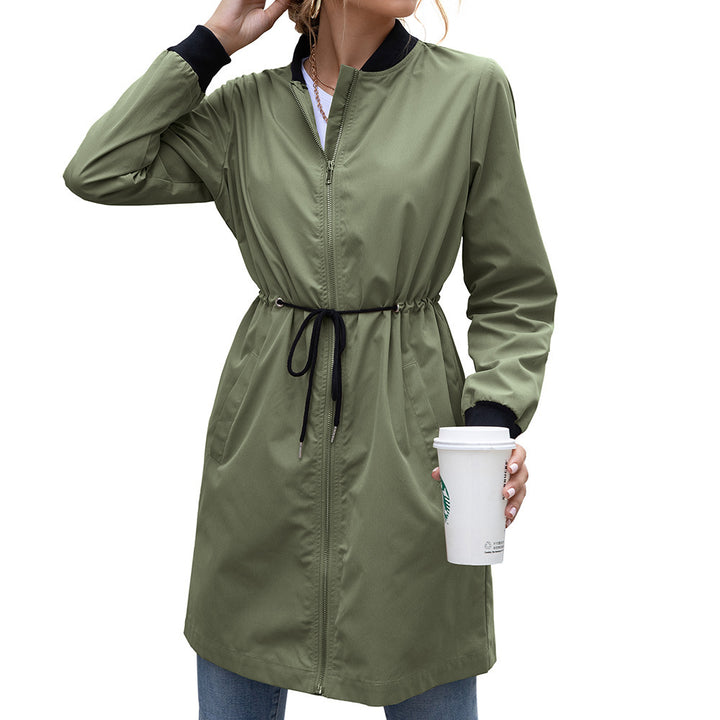 Ladies functional transition jacket with drawstring waist and practical pockets Lune London