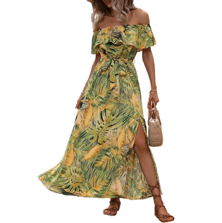 Lune London Off-Shoulder Tropical Maxi Dress for Women