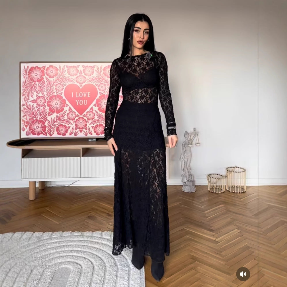 Ladies Long Sleeve Lace Dress Lune London