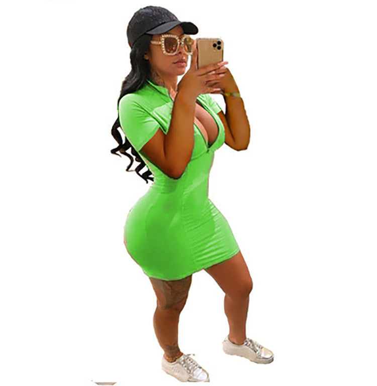 Chic Zip Detail Mini Bodycon Dress for Women