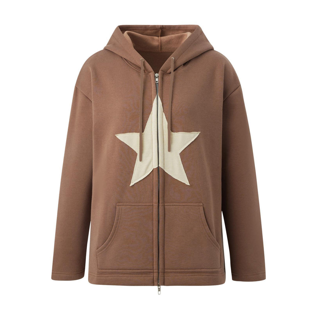Women Large hoodie with star appliqué and zipper Lune London