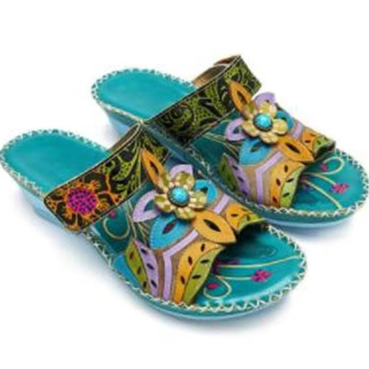 Comfort sandals for women with floral design and cushioned insole Lune London