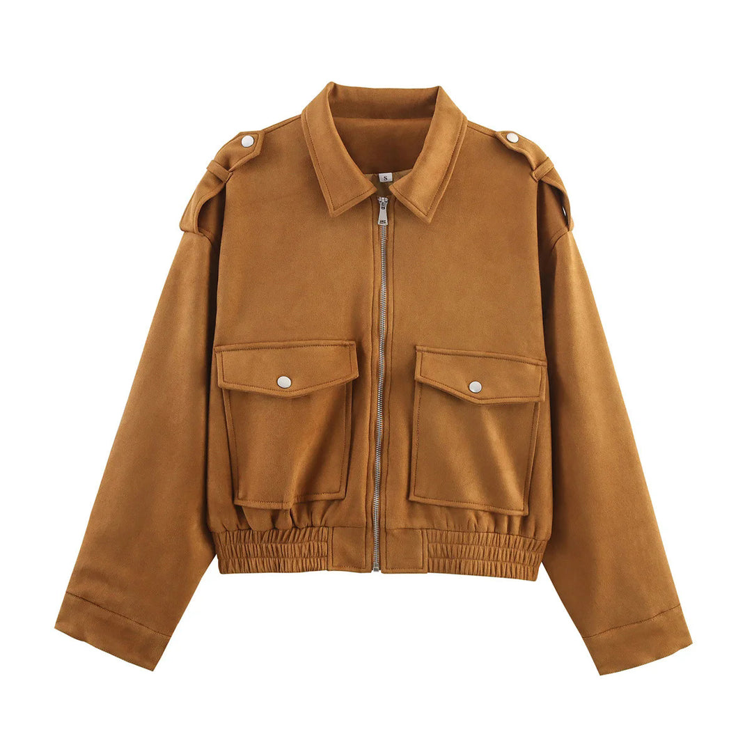 Trendy utility jacket for women with patch pockets and high collar Lune London