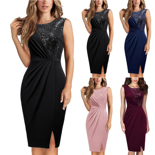 Women Elegant and Figure-Hugging Cocktail Dress with Sequin Top Lune London