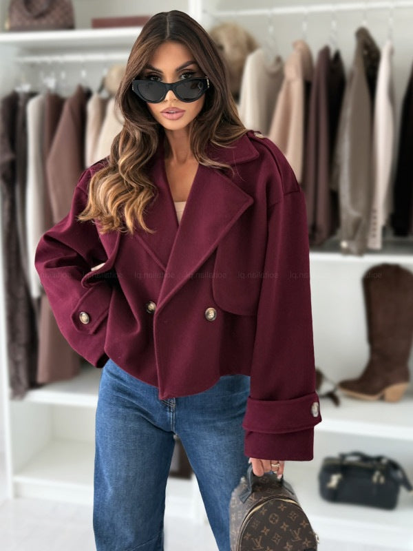 Ladies oversized trendy jacket with lapel collar and large buttons Lune London
