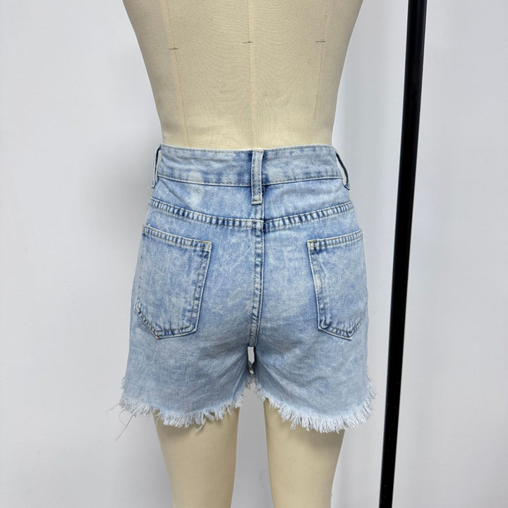 Women's Destroyed Denim Shorts in Casual Style Lune London