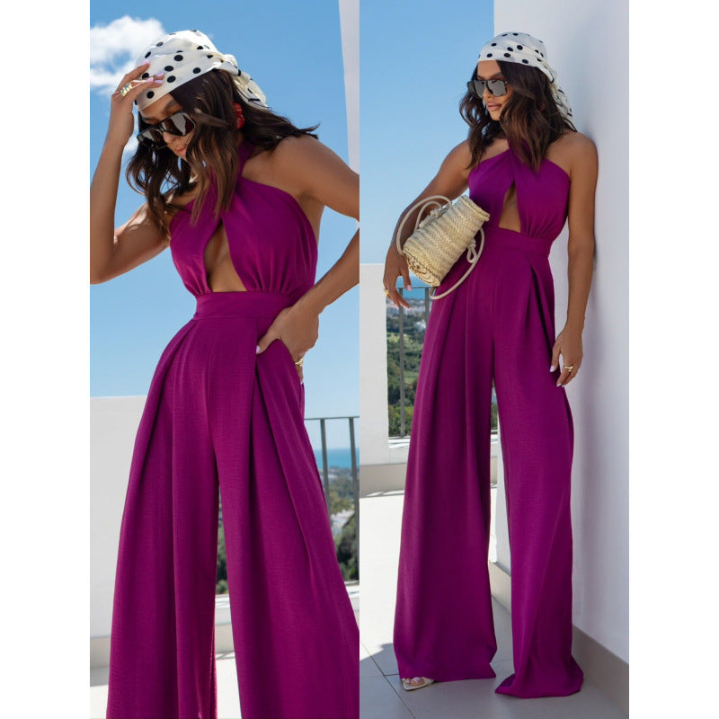 Ladies High Neck Cutout Jumpsuit Lune London