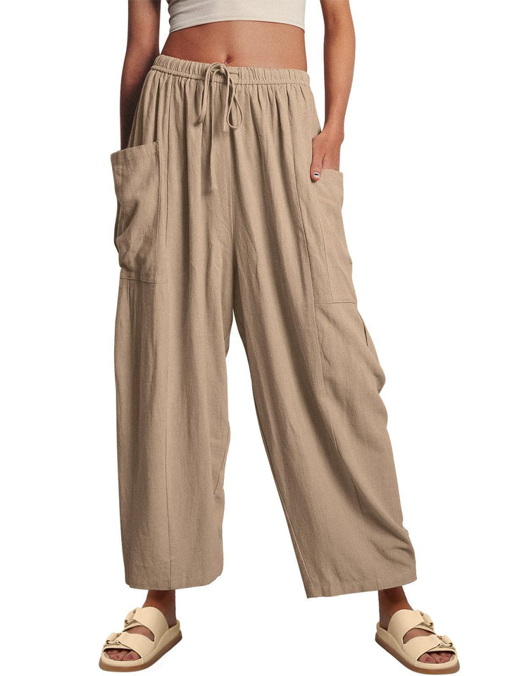 Comfortable Palazzo Pants for ladies with elastic waistband and side pockets Lune London