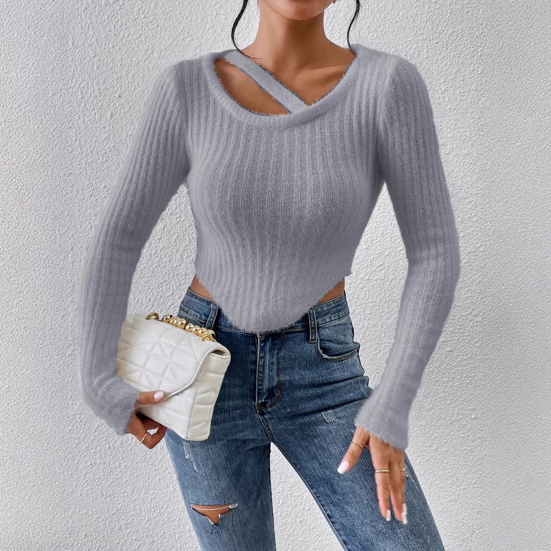 T-shirt en tricot pour femme avec épaule découverte et ourlet élastique Chic & Stil