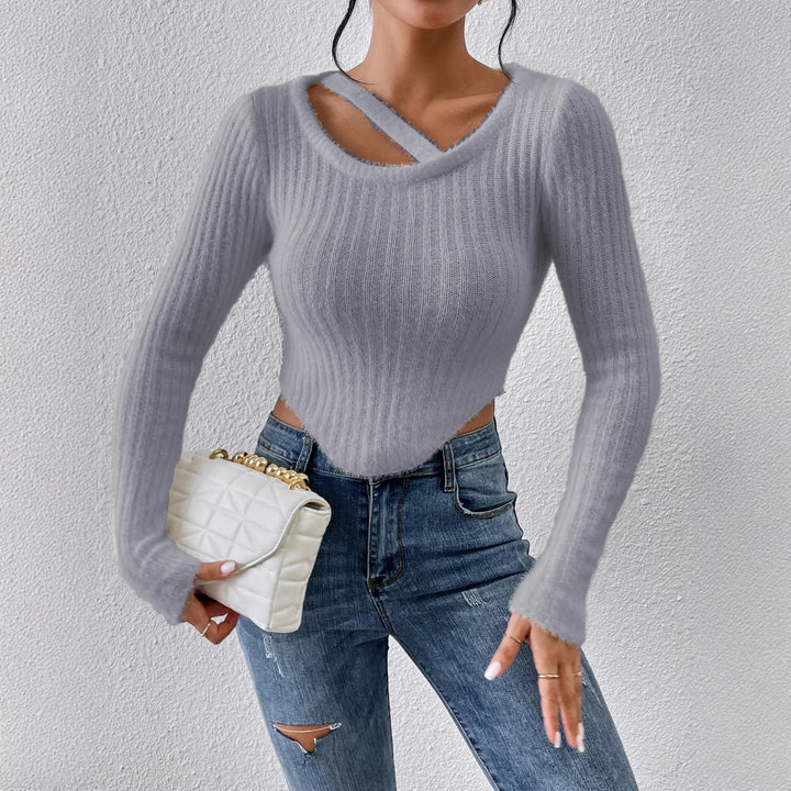 T-shirt en tricot pour femme avec épaule découverte et ourlet élastique Chic & Stil