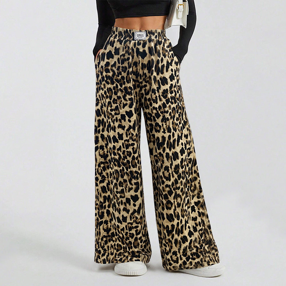 Pantalons palazzo larges pour femmes avec imprimé animal et ceinture élastique confortable Chic & Stil