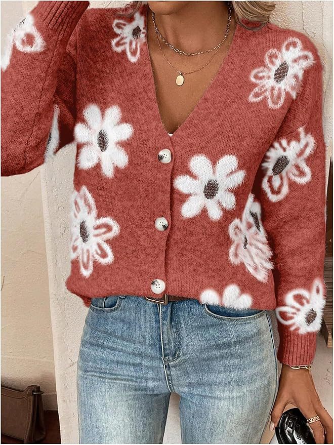 Ladies cozy cardigan with floral pattern Lune London