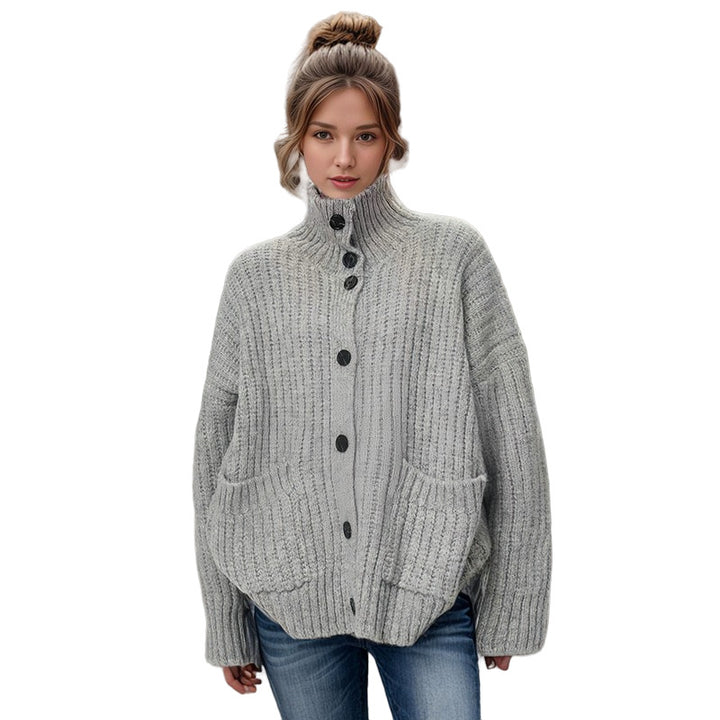 Lady cardigan with high collar and button closure Lune London