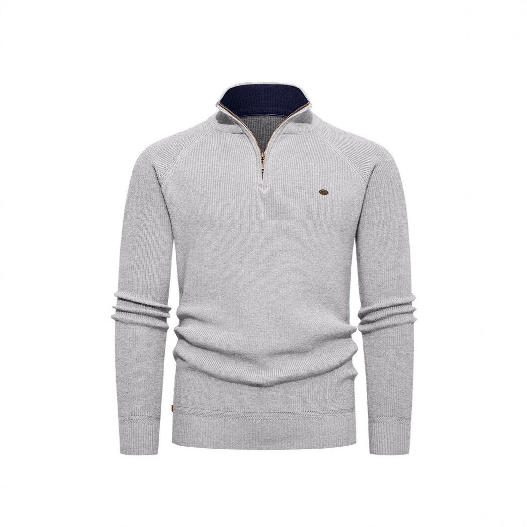Knitted pullover for men with a high collar and zipper Lune London