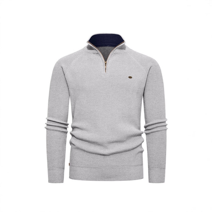 Knitted pullover for men with a high collar and zipper Lune London