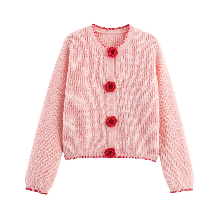 Women's knit jacket with decorative floral buttons Lune London