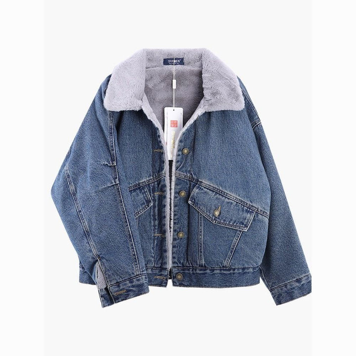 Veste en jean matelassée pour femmes avec doublure en polaire douce et poches classiques Chic & Stil