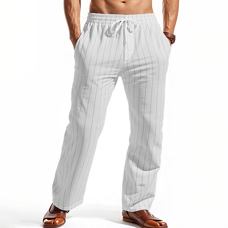 Men's Casual Leisure Pants with Elastic Waistband and Modern Stripes Lune London