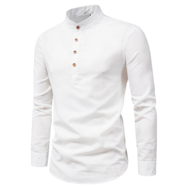 Men's long sleeve shirt with Henley neckline and decorative button placket Lune London