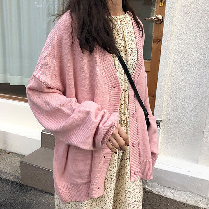 Cardigan en maille décontracté pour femme avec détails de boutons décoratifs et coupe oversized Chic & Stil
