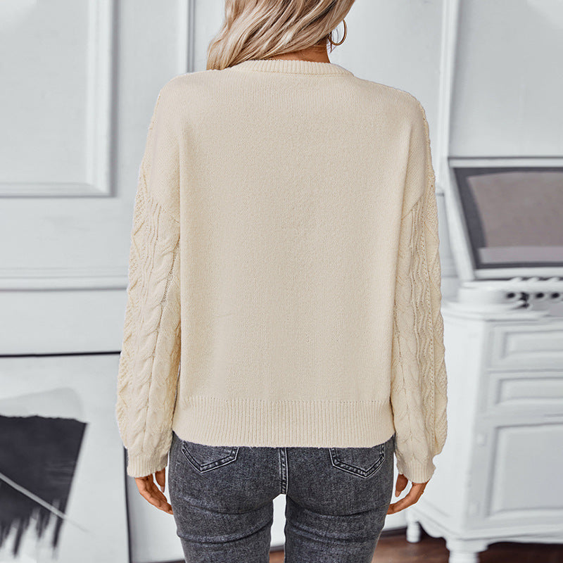 Thick knitted sweater for women with textured twisted pattern Lune London