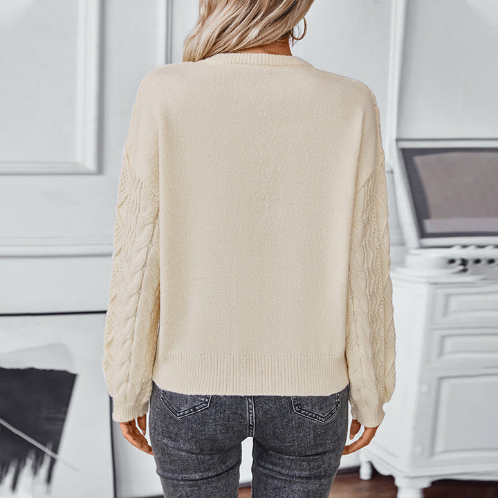Thick knitted sweater for women with textured twisted pattern Lune London