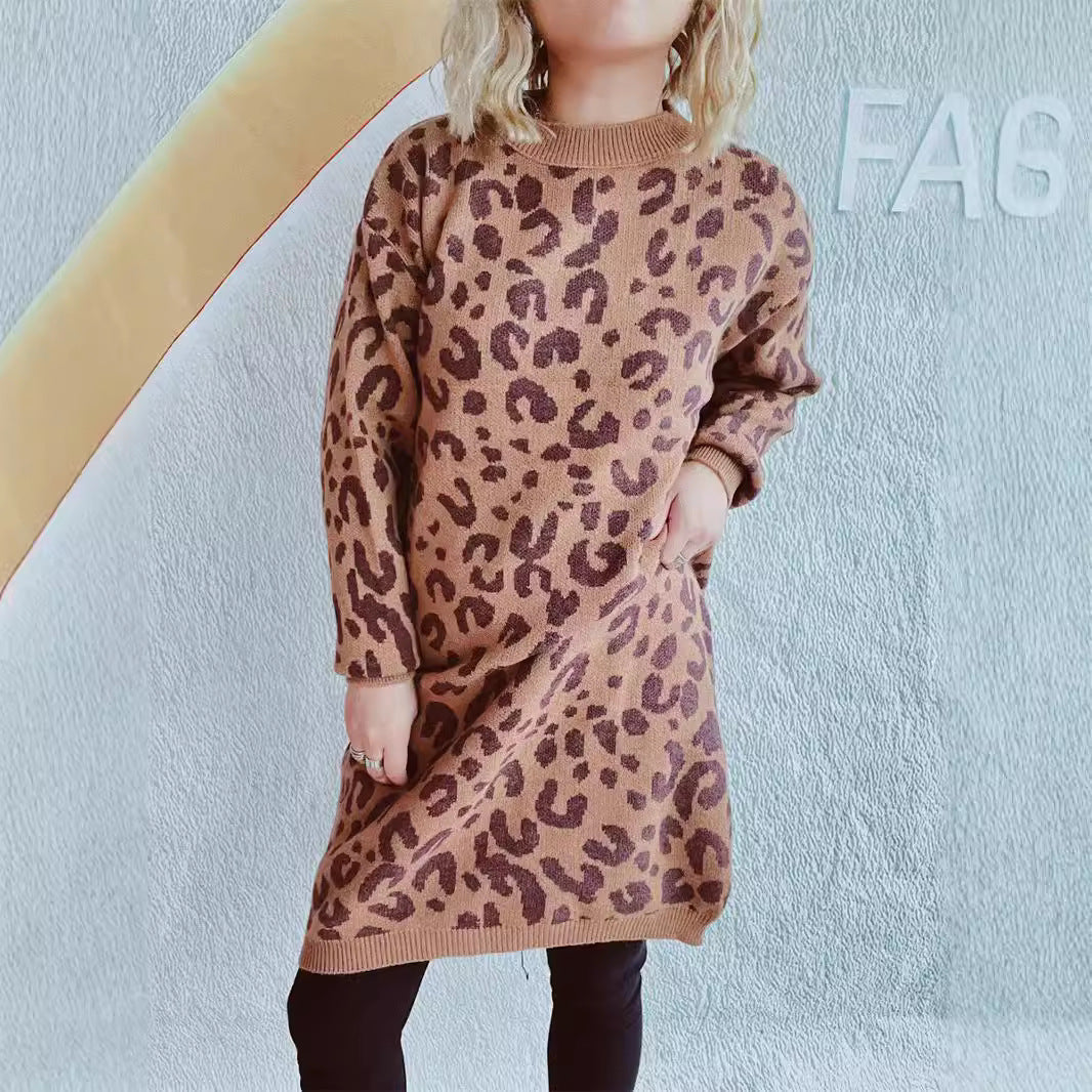 Lune London | Women's Chunky Knit Dress in Modern Leopard Pattern