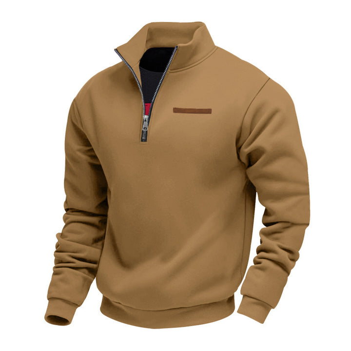 Sporty fleece pullover for men with half-zip Lune London
