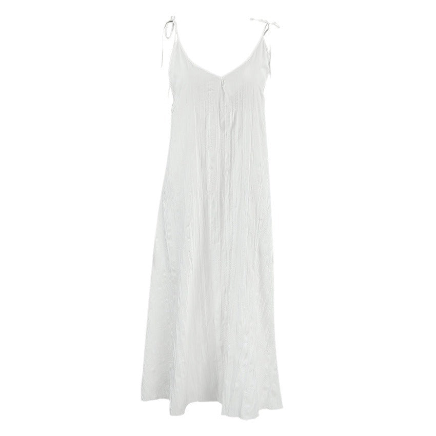 Lune London | Women's White Loose Idle Long Slip Nightgown Casual Comfortable Outerwear Homewear