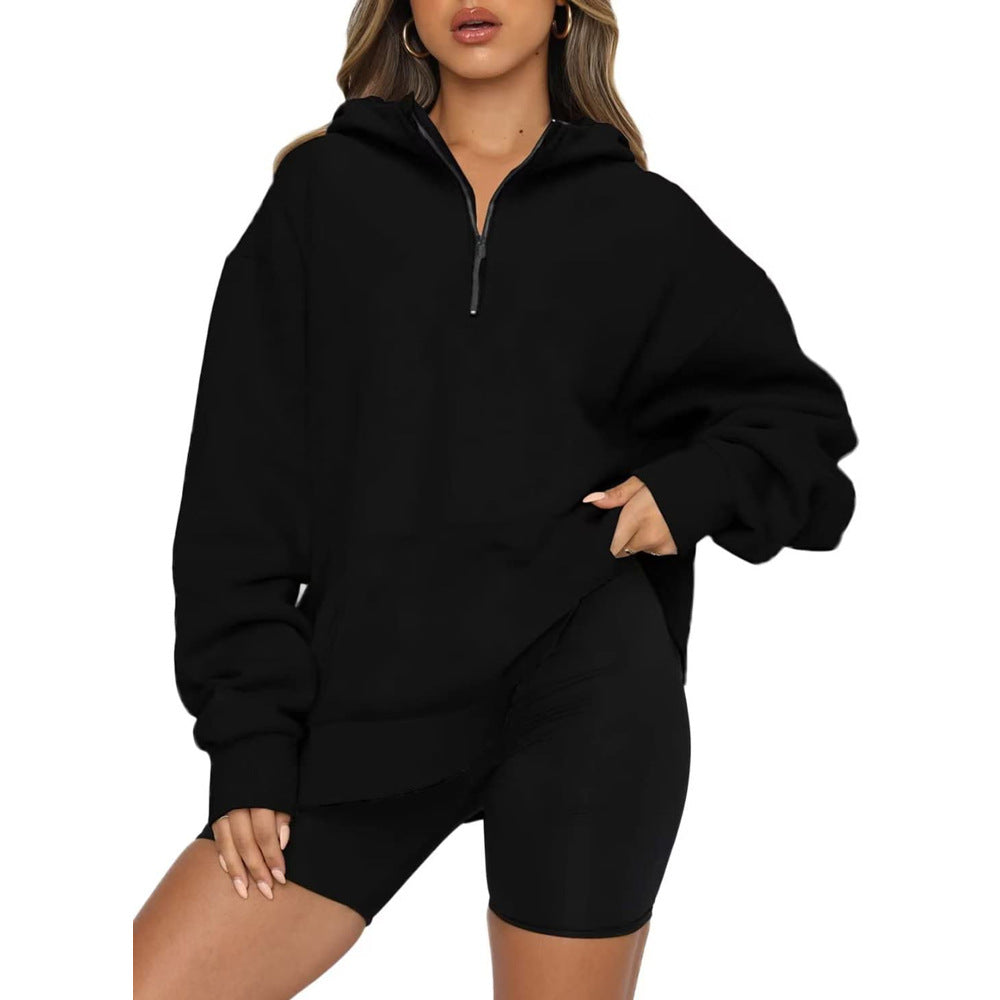 Oversized hoodie for women with half-zip Lune London