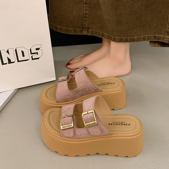 Women's platform sandals with double strap design and non-slip sole Lune London