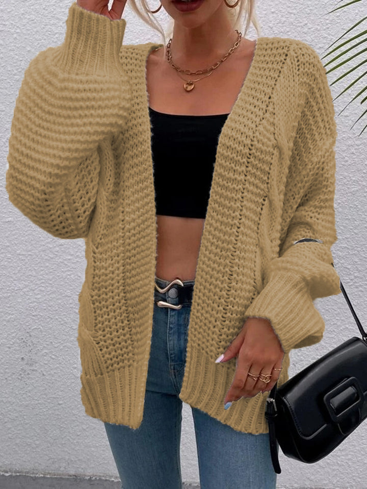 Women Open front knit cardigan with practical pockets Lune London