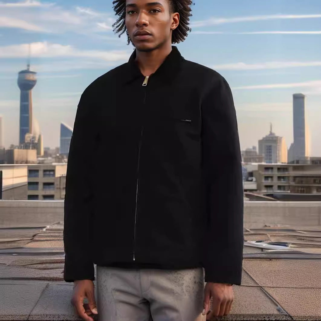 Casual quilted jacket for men with high collar and practical zip pockets Lune London