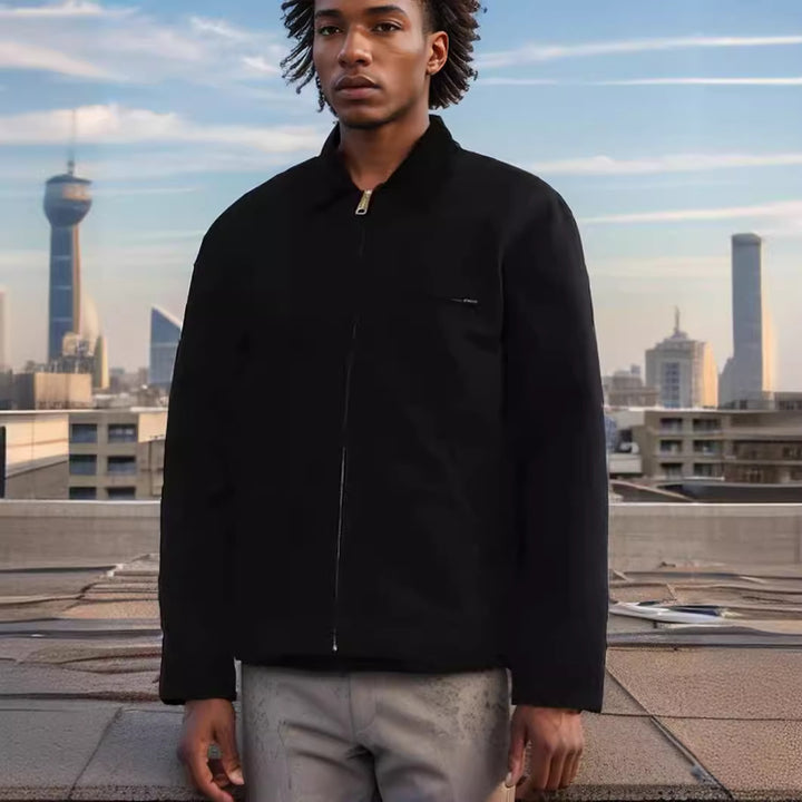 Casual quilted jacket for men with high collar and practical zip pockets Lune London