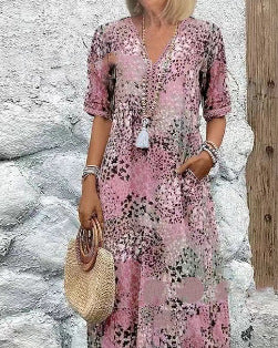 Casual midi dress for women with side pockets Lune London