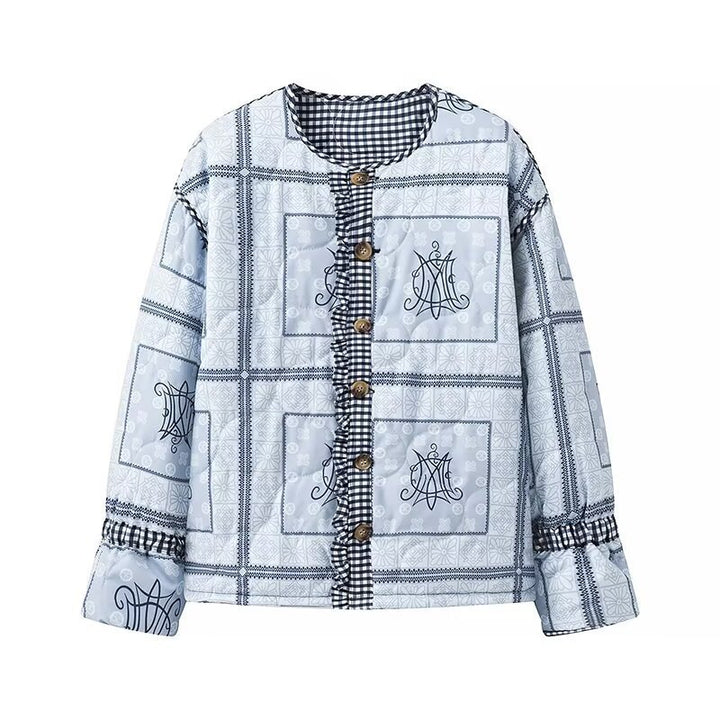 Lady quilted jacket with gathered sleeves and decorative snap buttons Lune London