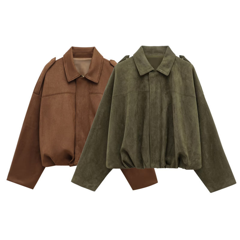 Trendy oversized jacket for women in soft faux leather with chic and stylish decorative details