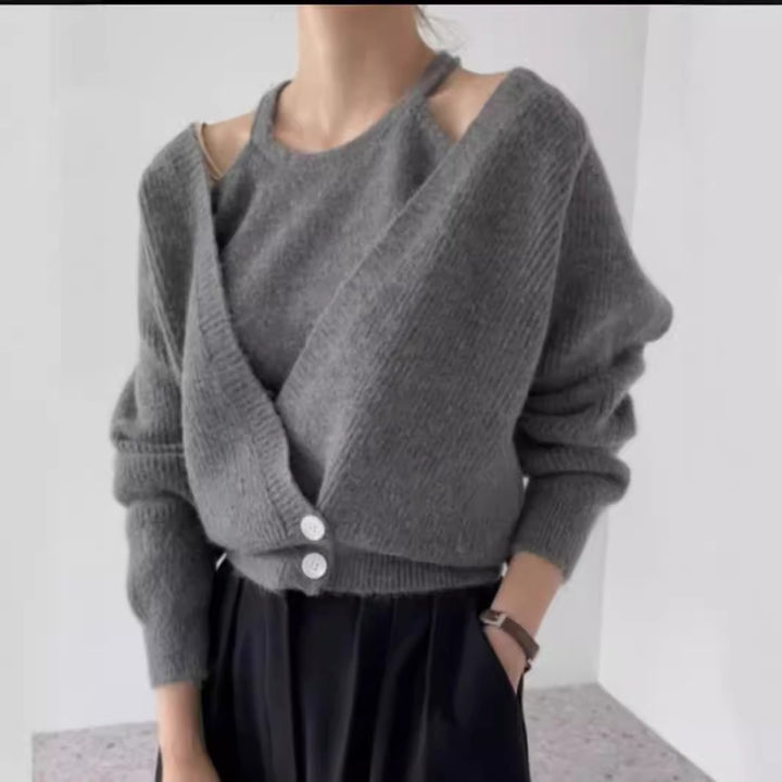 Knitted jacket for women with open cut and ribbed structure Lune London