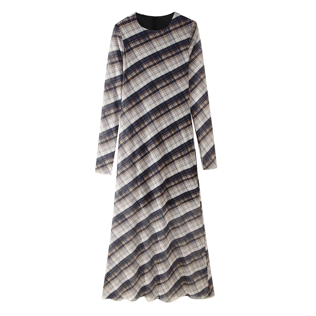 Maxi dress for women with a modern check pattern and an elegant cut Lune London
