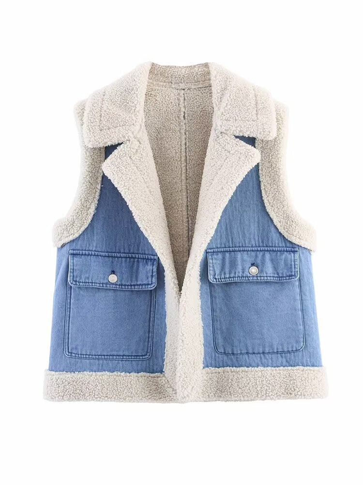 Women's denim jacket with vintage style and fleece lining Lune London