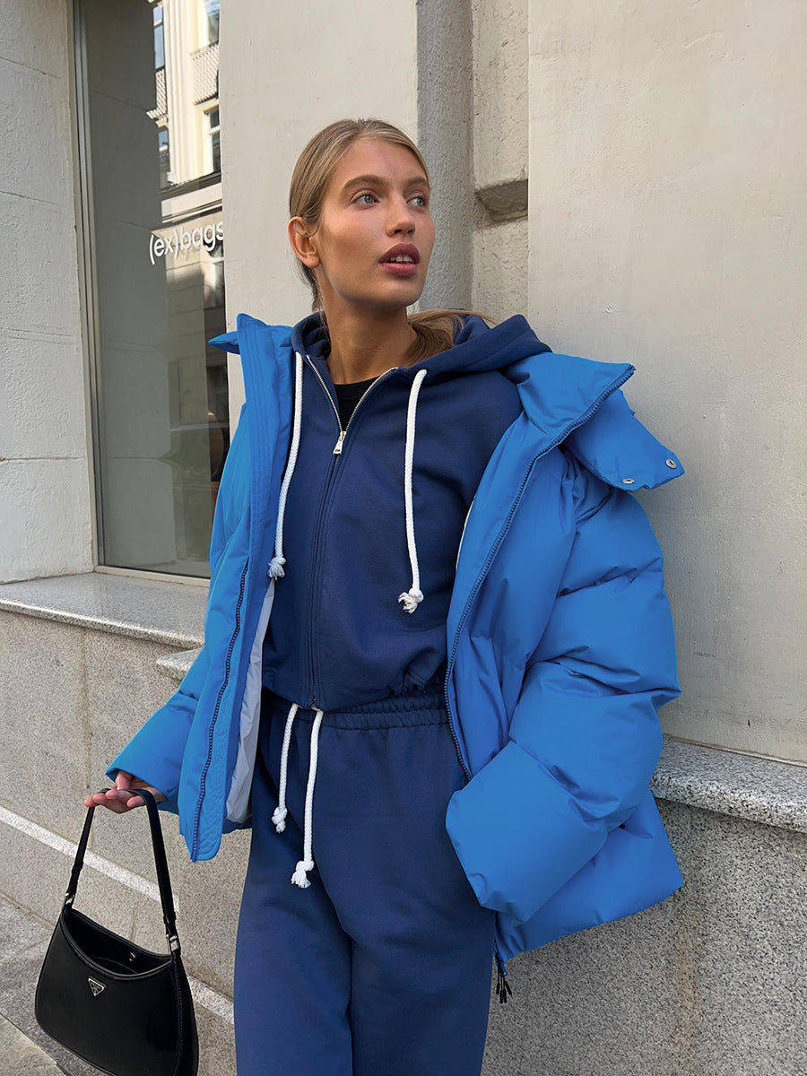 Fashion parka for women with electric hood insert and elastic waist Lune London