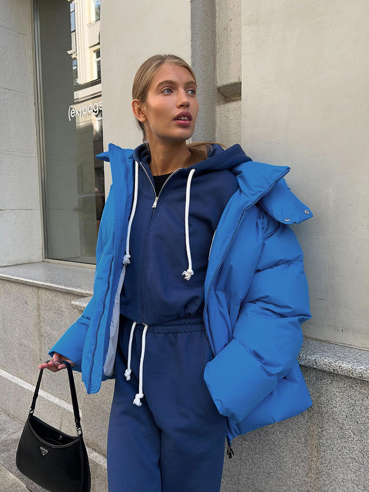 Fashion parka for women with electric hood insert and elastic waist Lune London