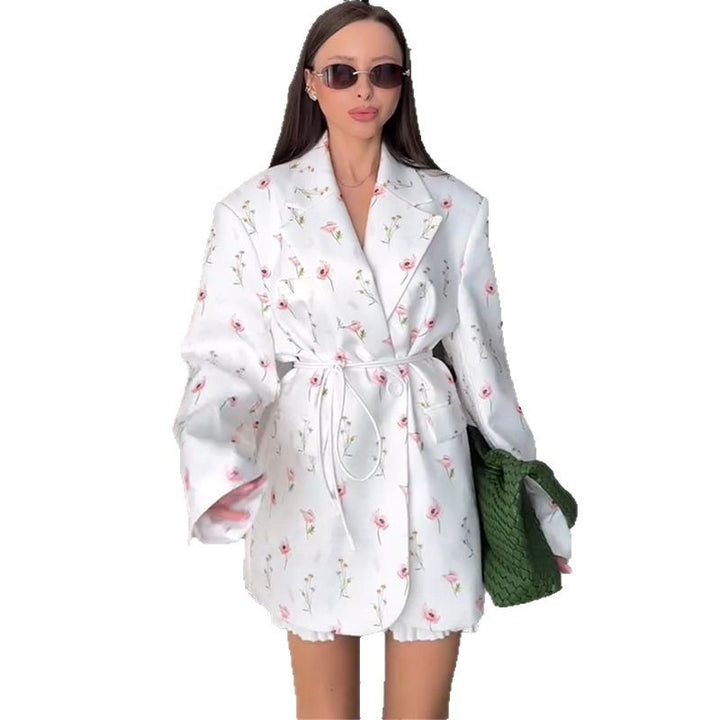 Ladies Elegant Blazer Jacket with Chic Floral Details