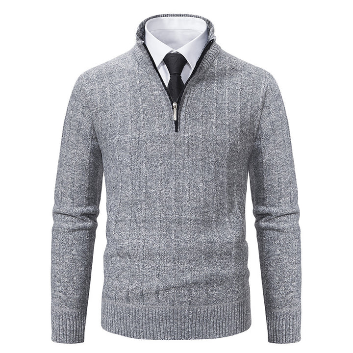 Knitted sweater for men with high collar and zipper Lune London