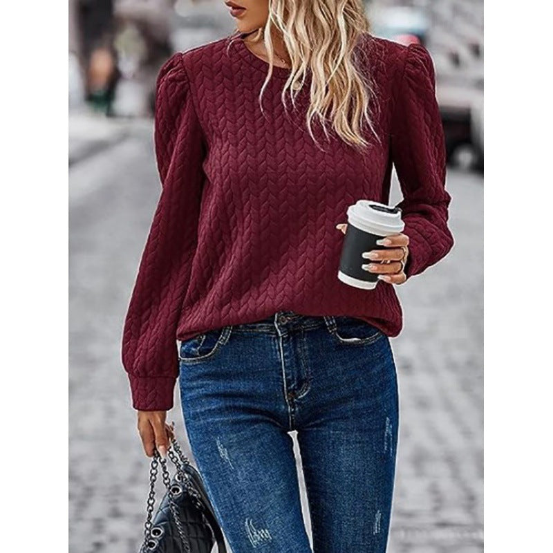 Pull femme avec design texturé doux et manches bouffantes Chic & Stil
