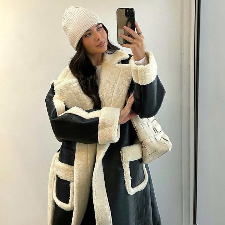 Ladies Oversized Faux Fur Jacket with Pockets and Elegant Cut Lune London